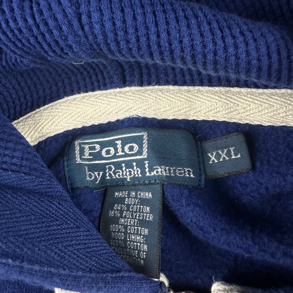 Polo Ralph Lauren Mens XXL Blue Full Zip Hoodie Red Pony Fleece Sweatshirt 2314 - Picture 4 of 8